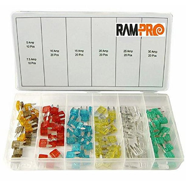 120PCS SEAT CAR//VAN AUTO MINI BLADE ASSORTED FUSES BOX *5 10 15 20 25 30 AMP*